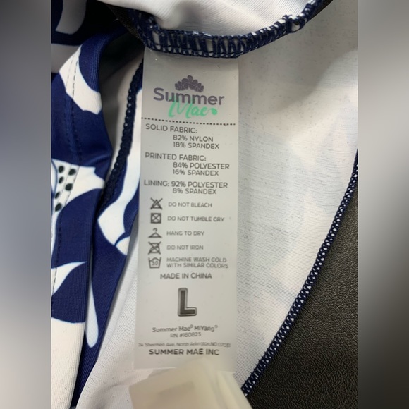 SOLD ❌Summer Mae Blue Floral Print Swimdress Bathing Suits | Large One Piece NWT - Picture 11 of 16